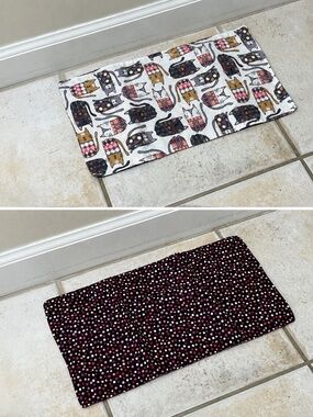 Handmade Reversible Cat Feeding Mat | Kitty Bowl Placemat 16”x9“
